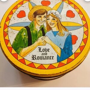 Pennsylvania Dutch Tin Vintage Retro Colorful Love Couple Kitchen Storage